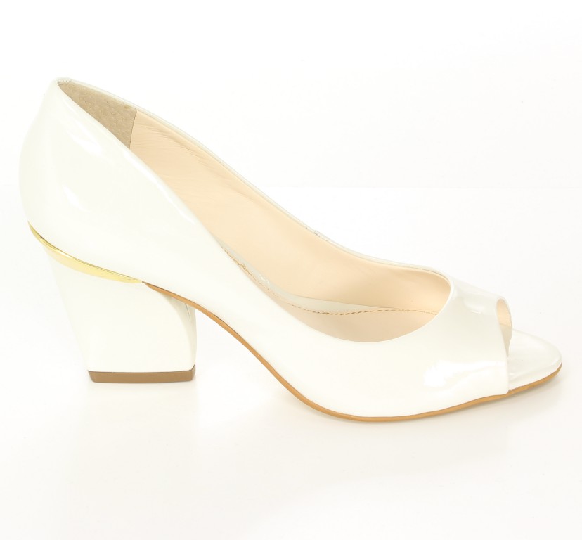 Esdra Czółenka 001 Verniz Branco Neve 