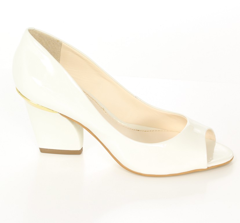 Esdra Czółenka 001 Verniz Branco Neve 