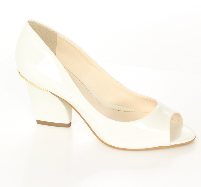 Esdra Czółenka 001 Verniz Branco Neve 