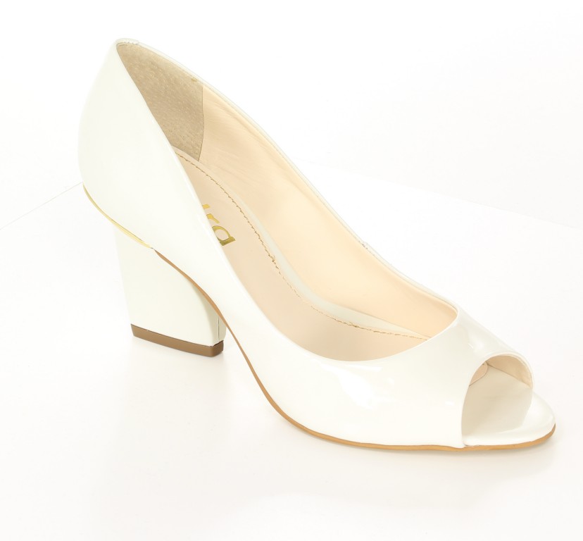 Esdra Czółenka 001 Verniz Branco Neve 