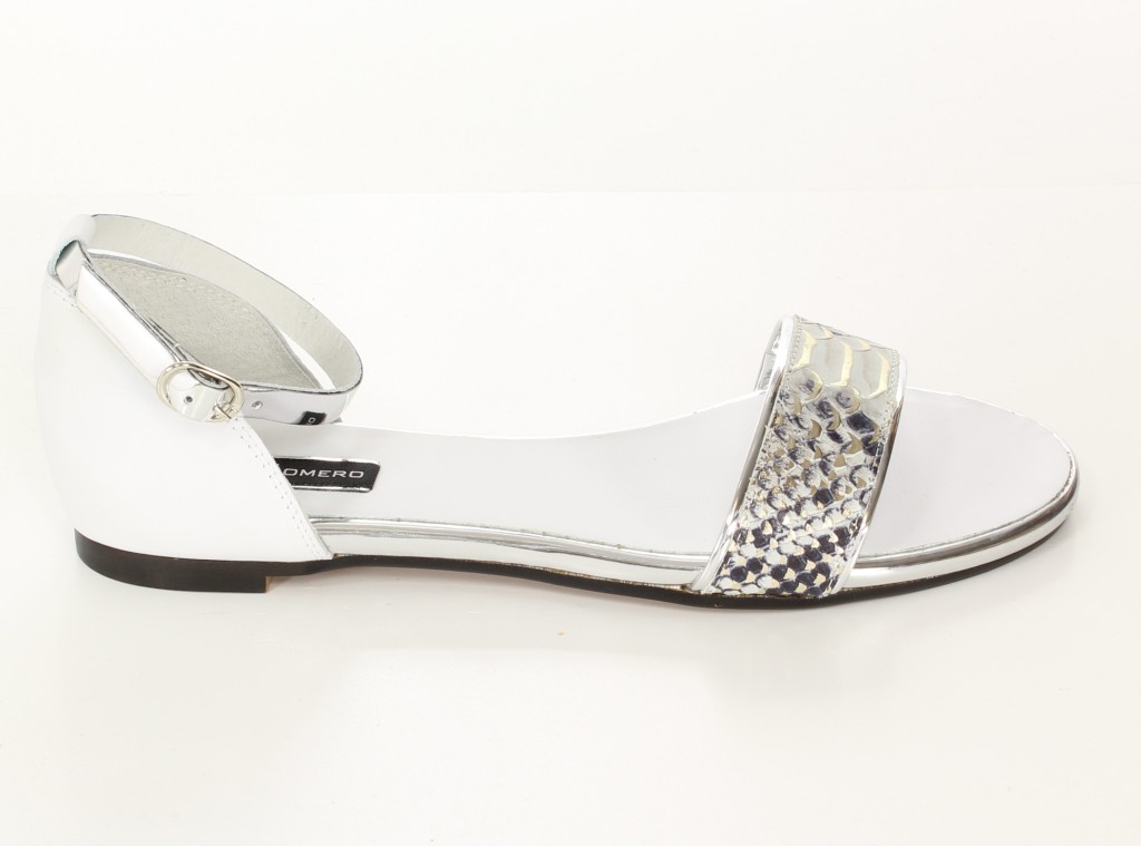 Sergio Romero Sandały 10500 Blanco Natural Plata 