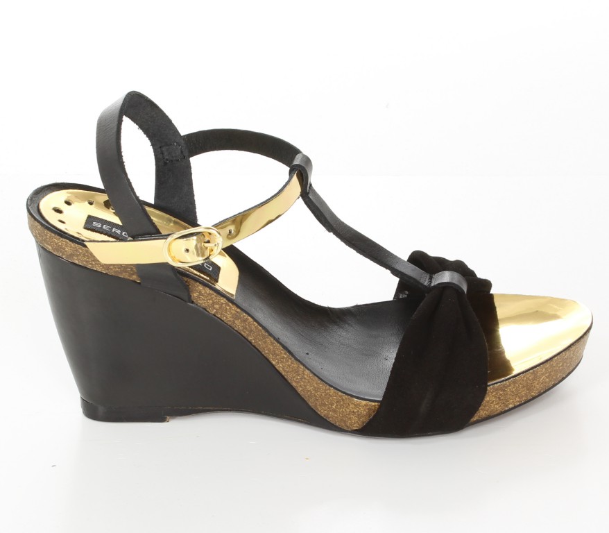 Sergio Romero Sandały 10391 Negro Negro Oro 