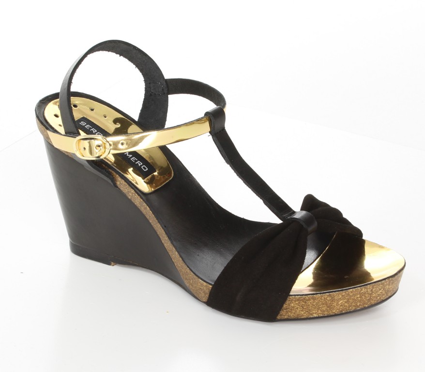 Sergio Romero Sandały 10391 Negro Negro Oro 