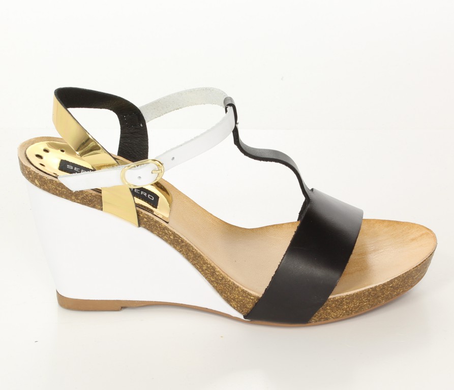 Sergio Romero Sandały 10482 Negro Oro Blanco 