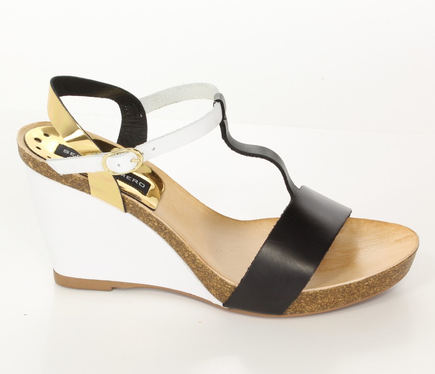 Sergio Romero Sandały 10482 Negro Oro Blanco 