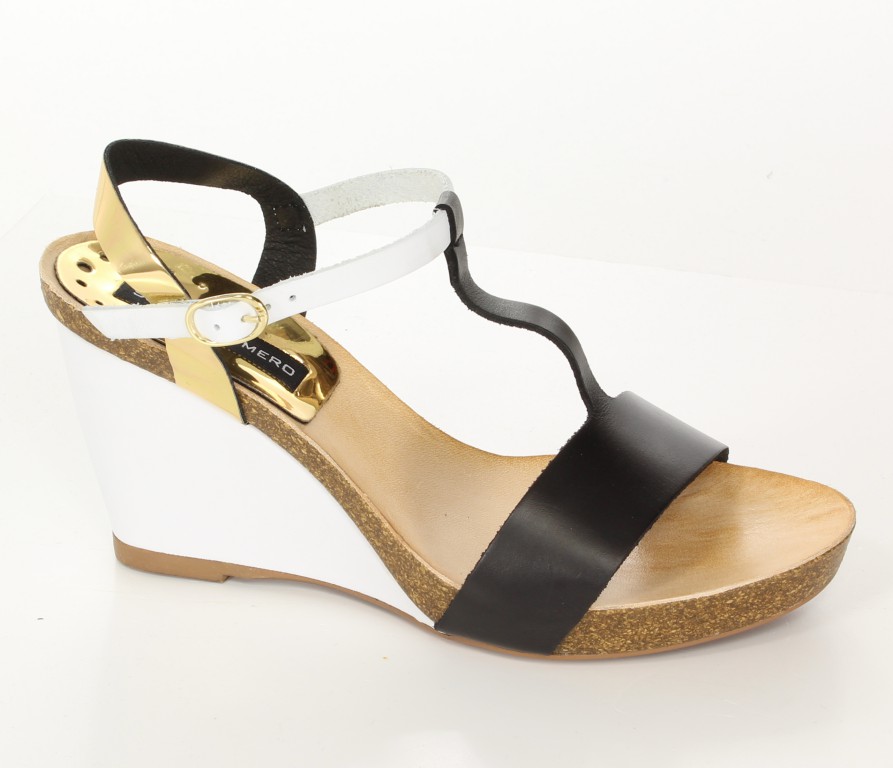 Sergio Romero Sandały 10482 Negro Oro Blanco 