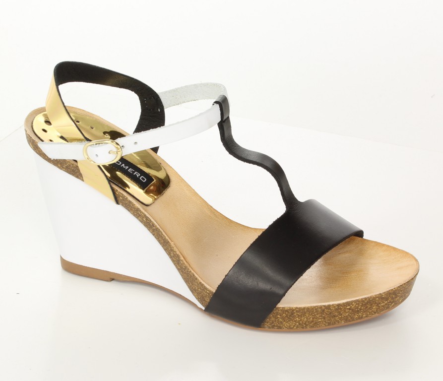 Sergio Romero Sandały 10482 Negro Oro Blanco 