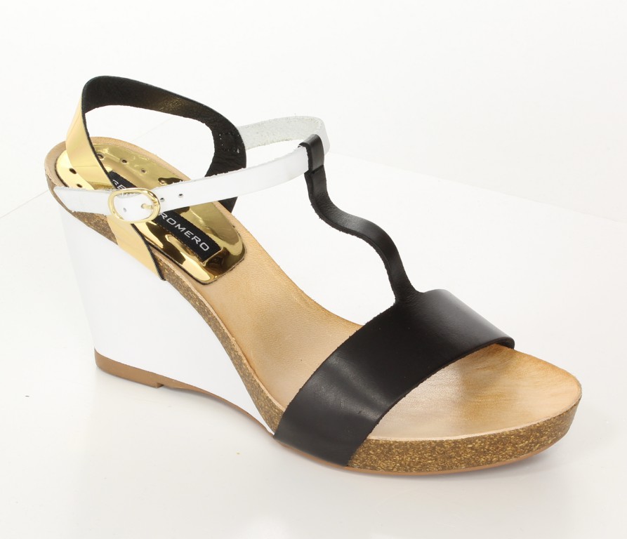 Sergio Romero Sandały 10482 Negro Oro Blanco 