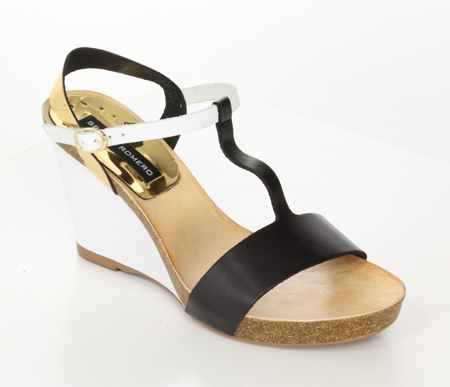 Sergio Romero Sandały 10482 Negro Oro Blanco 