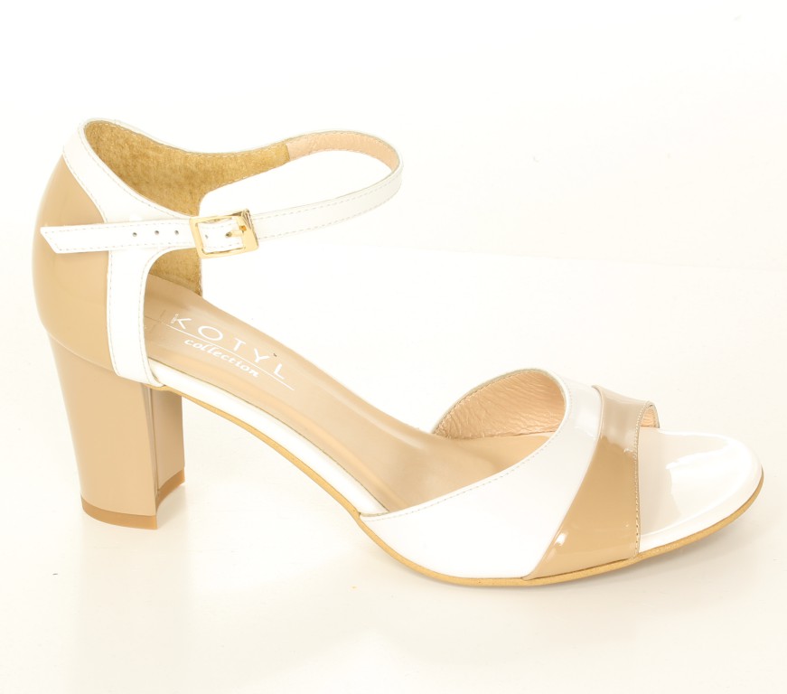 Kotyl Sandały 4291 Beż Lakier + Biały Lakier 