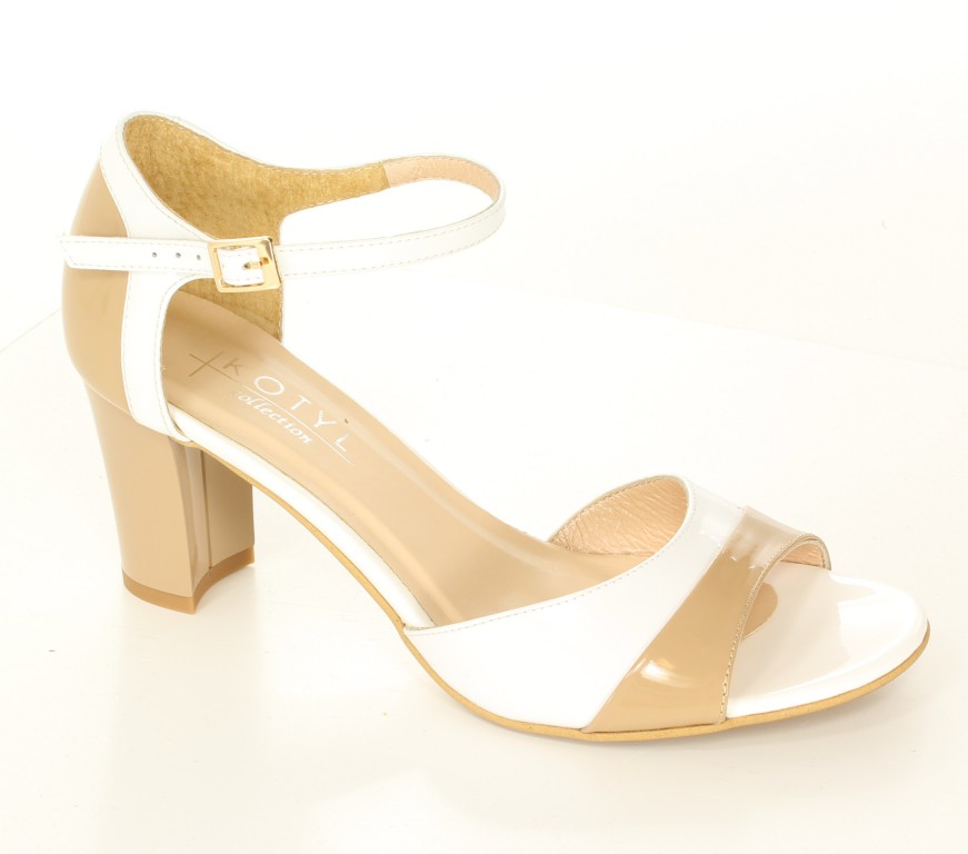 Kotyl Sandały 4291 Beż Lakier + Biały Lakier 