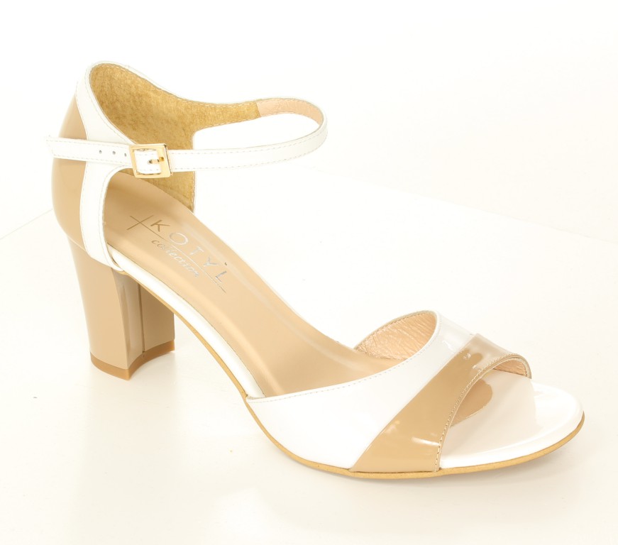 Kotyl Sandały 4291 Beż Lakier + Biały Lakier 