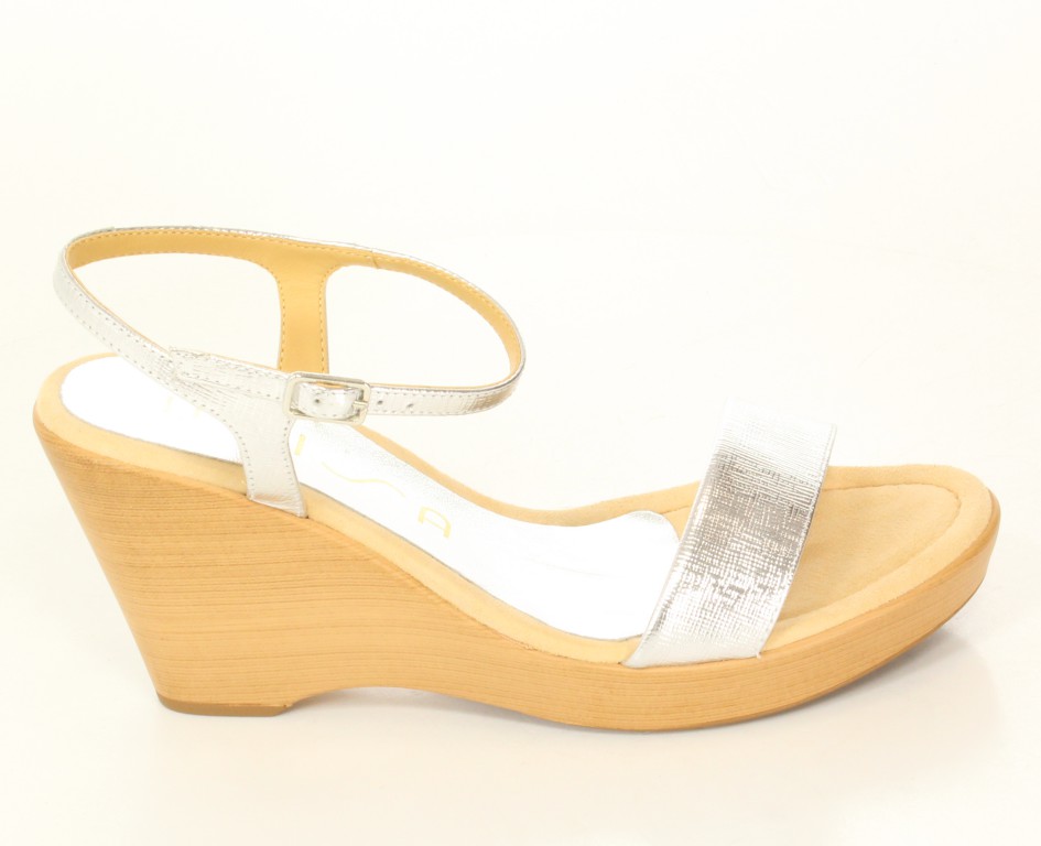 Unisa Sandały Rita 15-SMT Silver Safiano