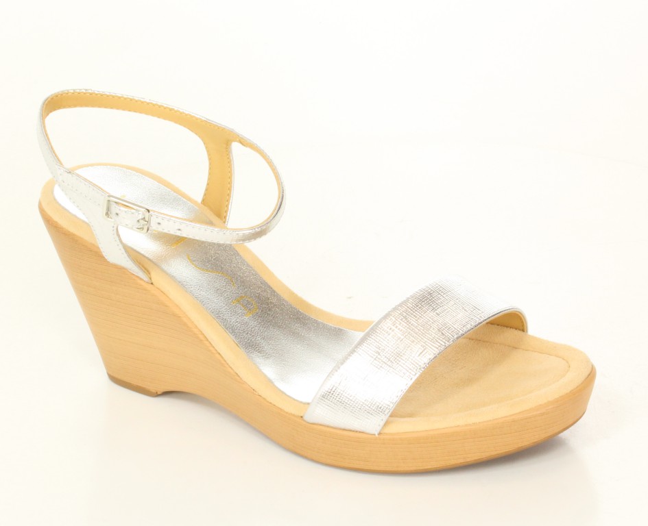 Unisa Sandały Rita 15-SMT Silver Safiano