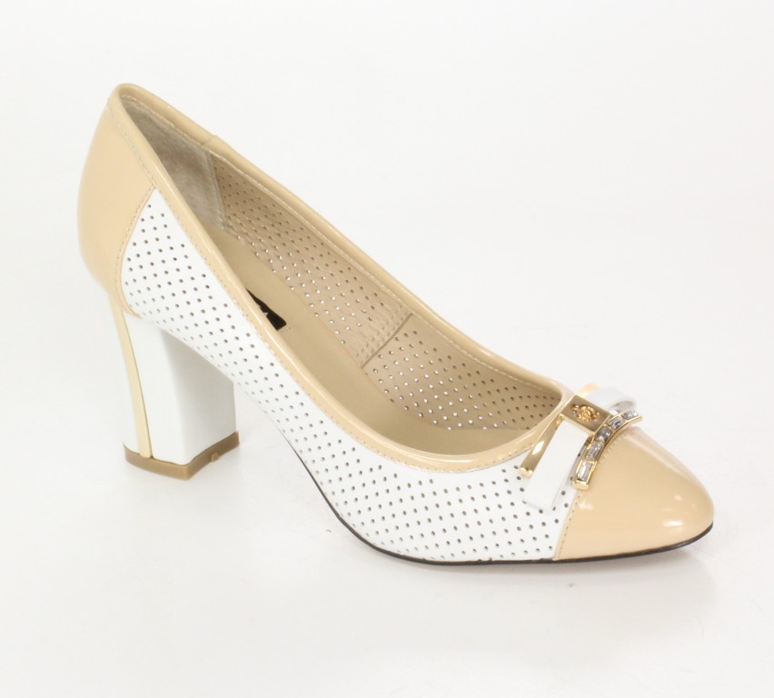 Scaviola Czółenka 3671-3 Beige/White