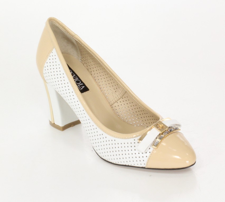 Scaviola Czółenka 3671-3 Beige/White