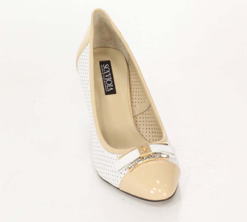 Scaviola Czółenka 3671-3 Beige/White