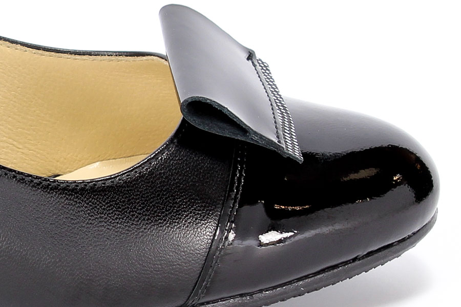 Czółenka Lizard 3106-118-764 Comfort- Czarny lakier/Czarna skóra