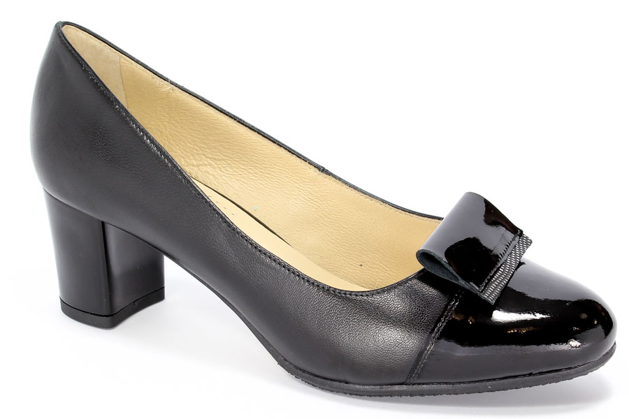 Czółenka Lizard 3106-118-764 Comfort- Czarny lakier/Czarna skóra