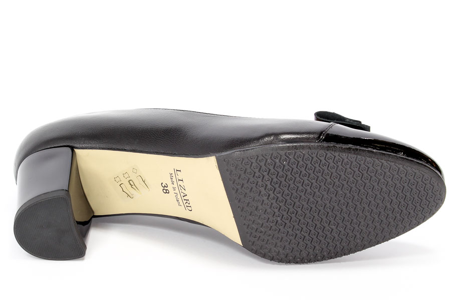 Czółenka Lizard 3106-118-764 Comfort- Czarny lakier/Czarna skóra