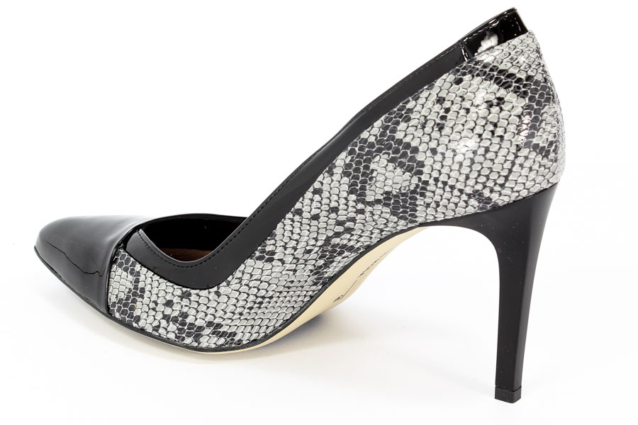 Czółenka Bravo Moda 1410 Czarny Lakier+ Pyton