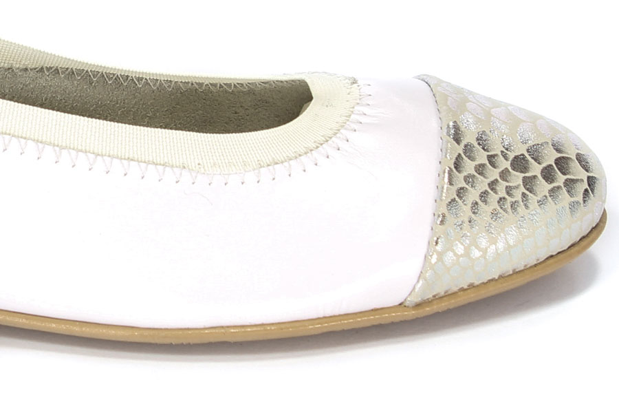 Baleriny Lewski 2504 Srebrny Pyton/Biały