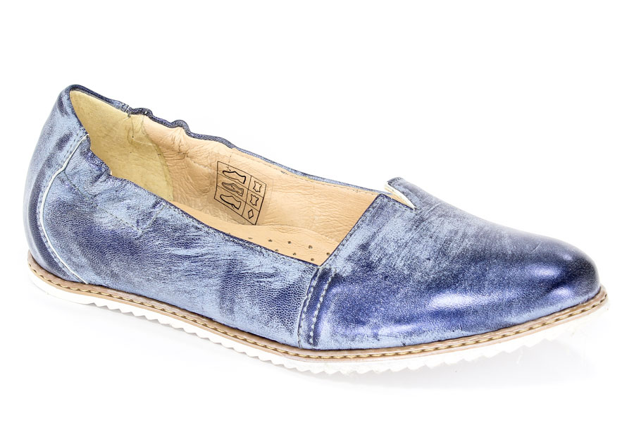 Baleriny Eksbut 25-3876-F72 Błękit biały Licowa
