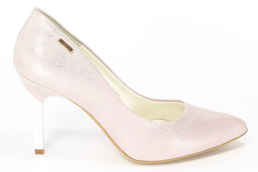 Czółenka Neścior 092-C Beż 05/Srebrny