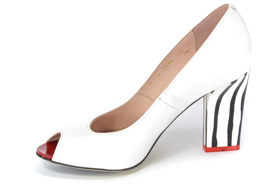 Czółenka Bravo Moda 1342 Biały Lakier 