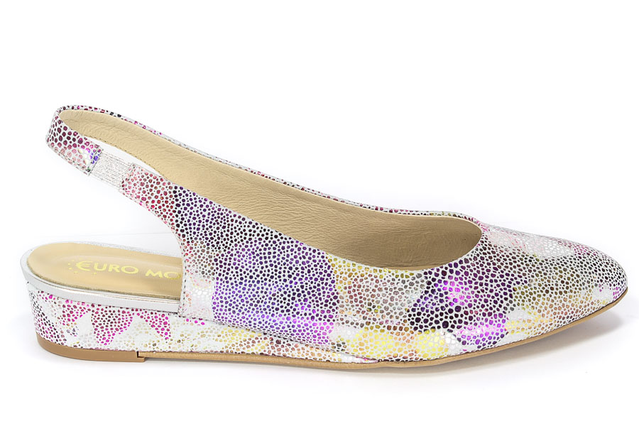 Baleriny Euro Moda 80531 Srebrne kwiatki