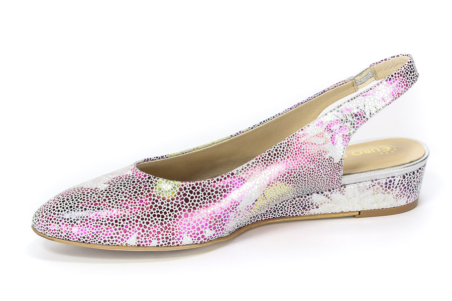 Baleriny Euro Moda 80531 Srebrne kwiatki