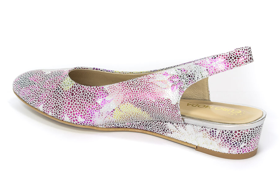 Baleriny Euro Moda 80531 Srebrne kwiatki