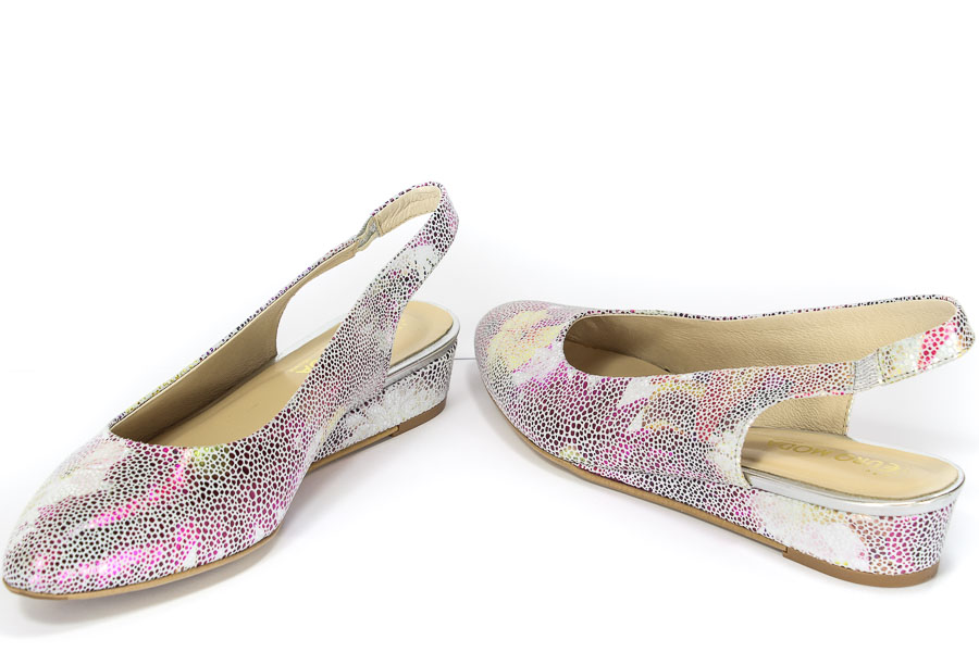 Baleriny Euro Moda 80531 Srebrne kwiatki