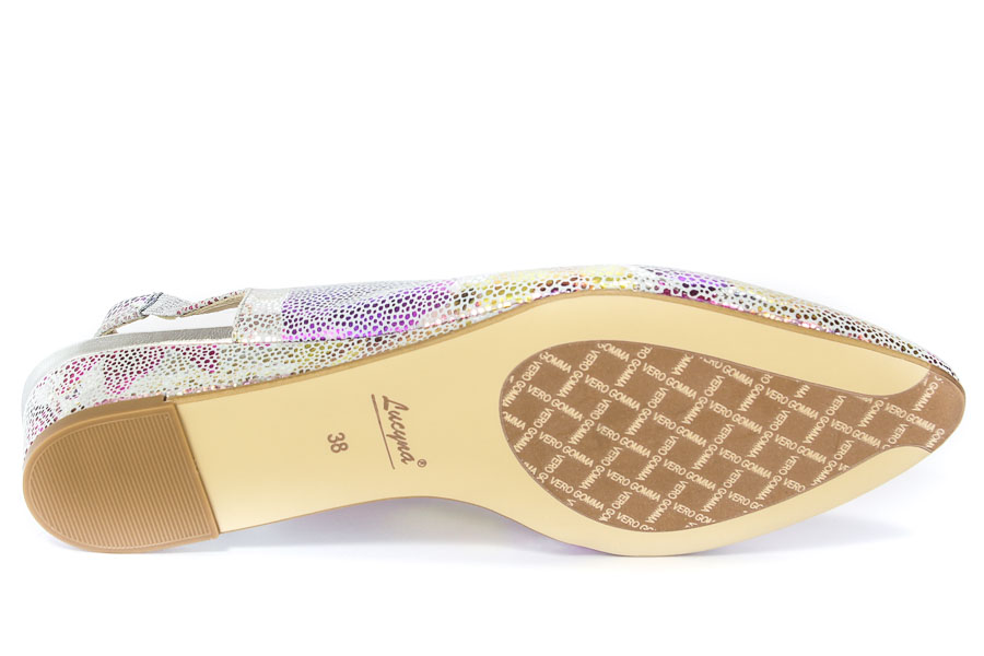 Baleriny Euro Moda 80531 Srebrne kwiatki