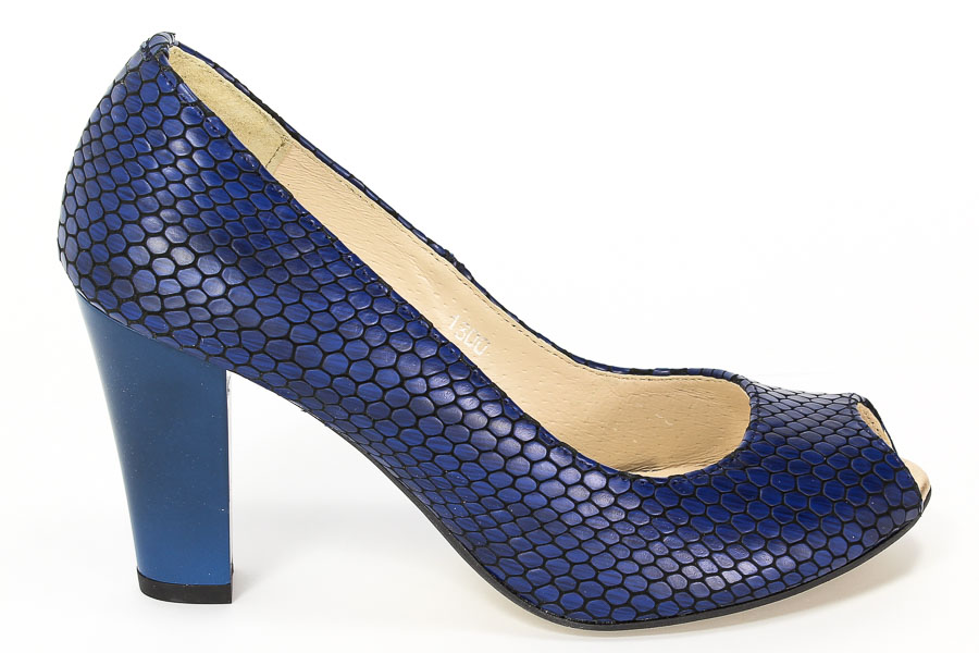 Czółenka Mariaż 1300/1 Skora niebieski wąż