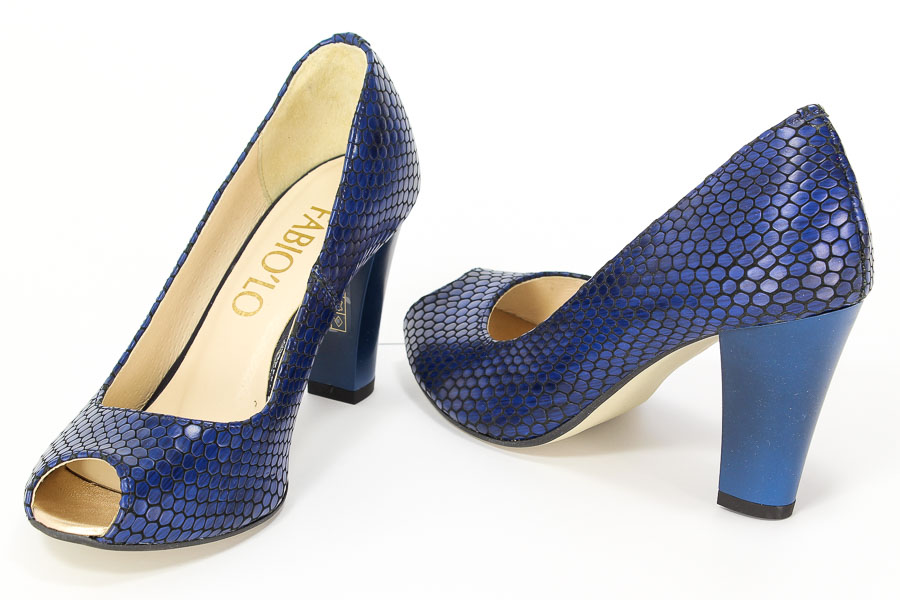 Czółenka Mariaż 1300/1 Skora niebieski wąż