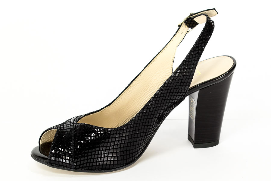 Czółenka Mariaż 1552/1 Czarny wąż