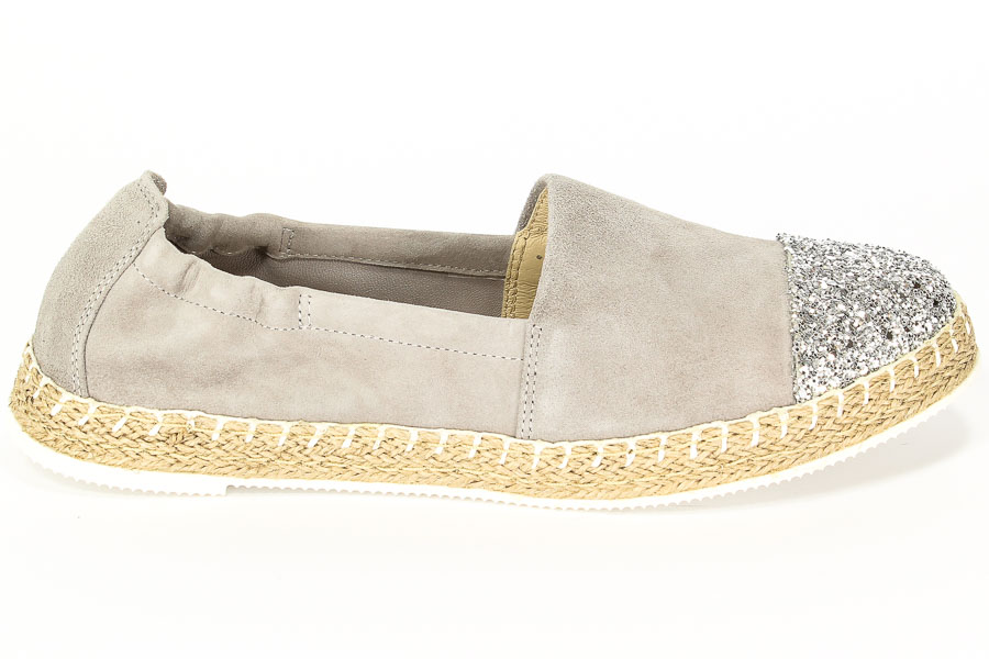 Espadryle Neścior 098-C Siwy Zamsz/Srebrny