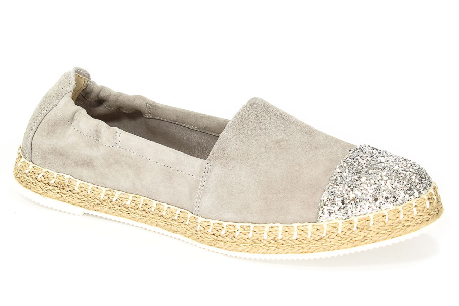 Espadryle Neścior 098-C Siwy Zamsz/Srebrny