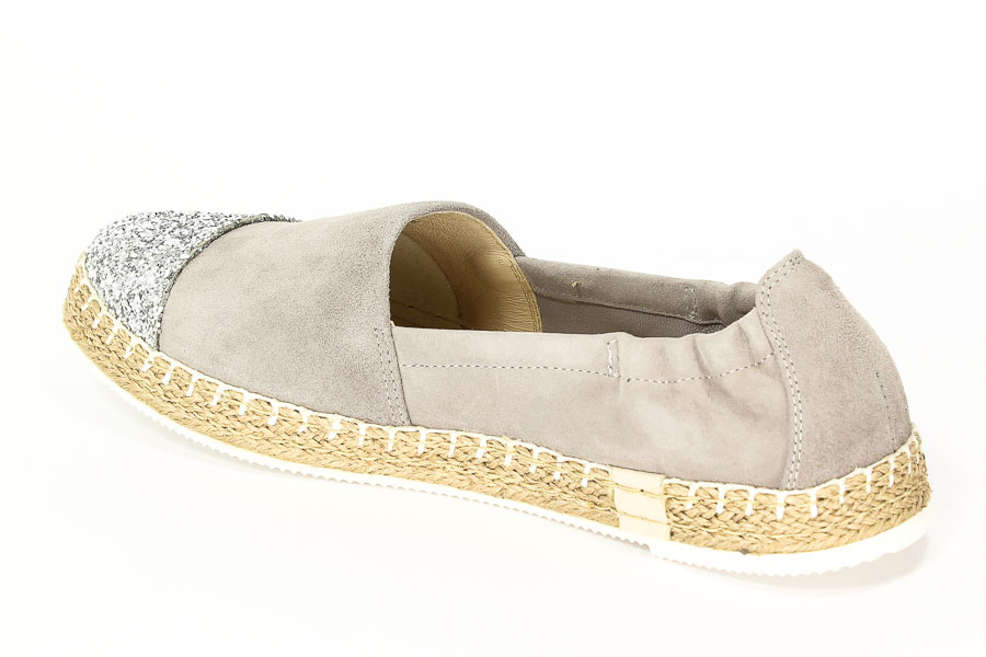Espadryle Neścior 098-C Siwy Zamsz/Srebrny