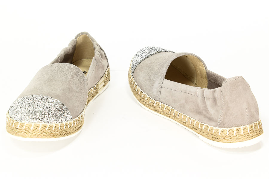 Espadryle Neścior 098-C Siwy Zamsz/Srebrny