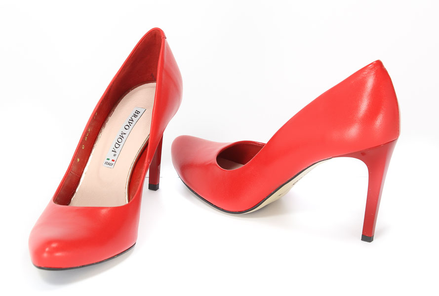 Czółenka Bravo Moda 892 Czerwona skóra