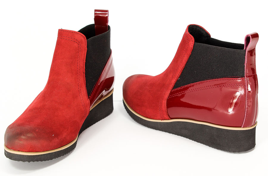 Botki Lewski 2527 Bordo Nubuk+ Lak