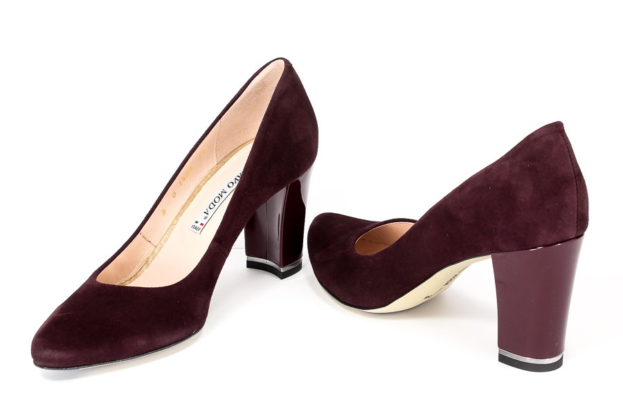 Bravo Moda Czółenka 1238 Bordo zamsz