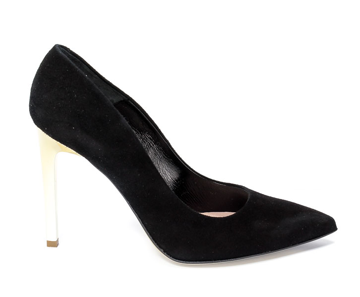 Czółenka Bravo Moda 1254 3 Czarny zamsz+złoto