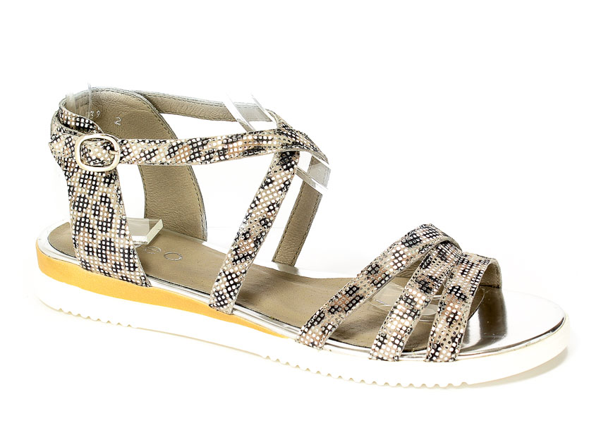 Sandały Euro Moda Ed.Sa. 2223A-S61/758/758 Srebro/Cętki