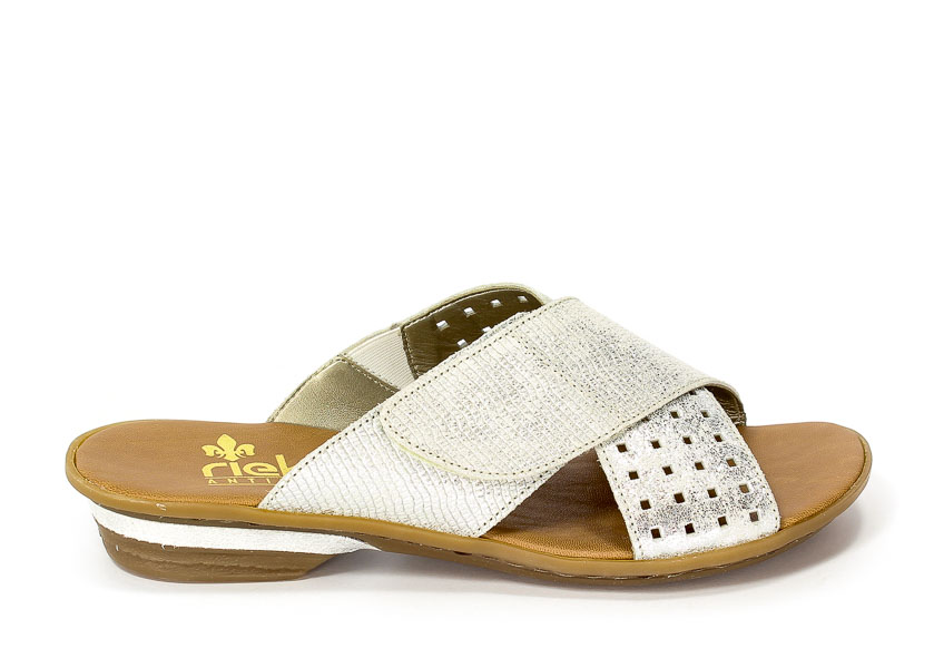 Klapki Rieker 63495-90 Silver/Platinum