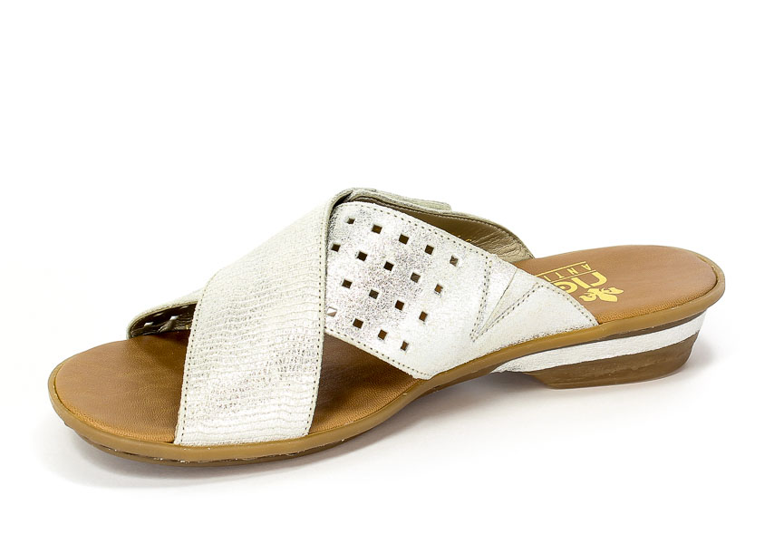Klapki Rieker 63495-90 Silver/Platinum