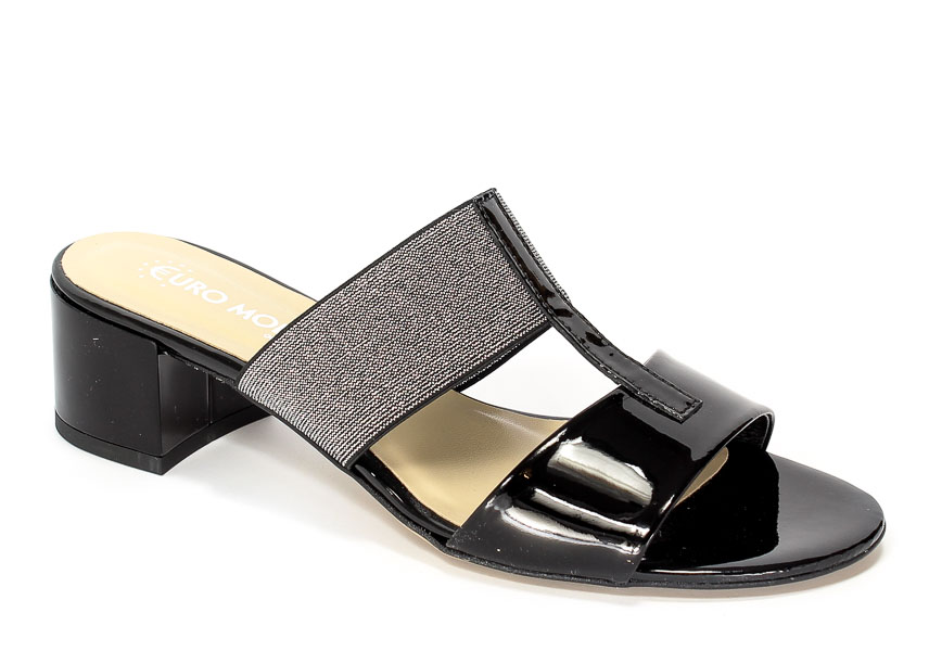 Klapki Lucca 70610 Czarny Lak-Srebrny