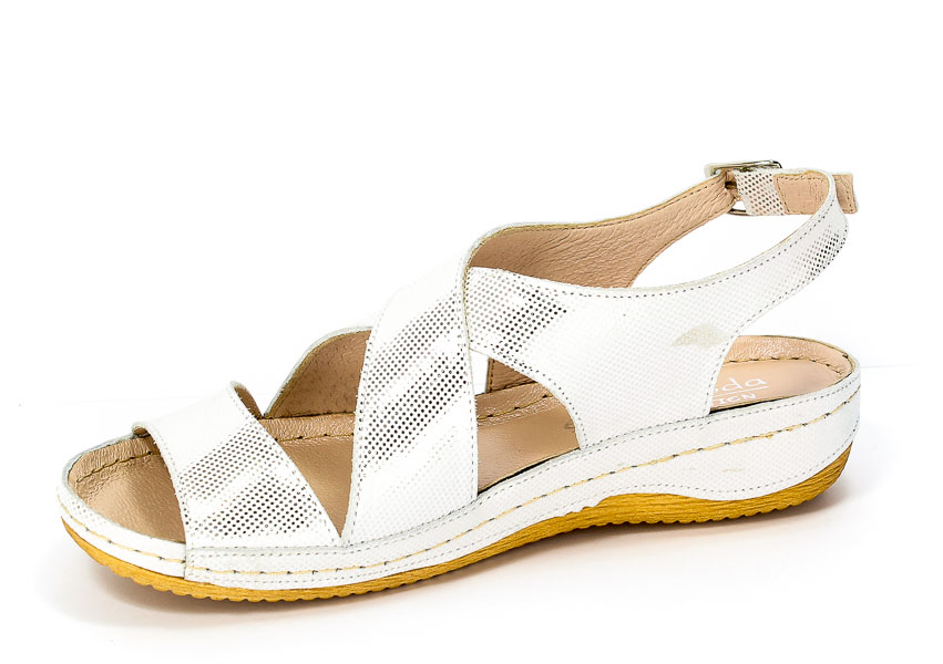 Sandały Euro Moda Tych. 573 Srebrne Kropki